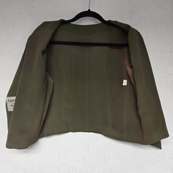 Vintage Union Made Green Dress Blazer Modern Minimalist Jacket Business Tailored - Picture 4 of 8